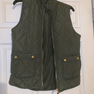 Army Green Zip Up Bubble Vest- Size Small